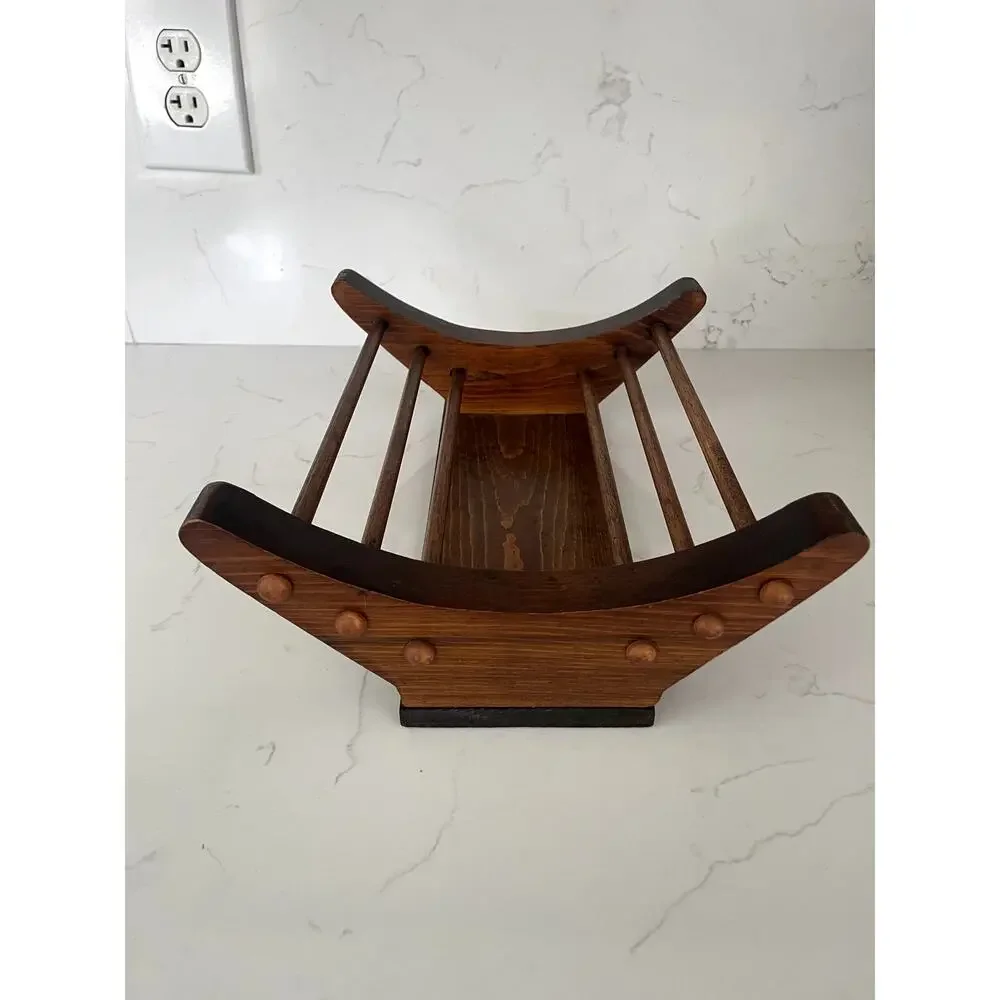 Walnut Vintage Wood Multipurpose Basket #0300